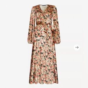 ROTATE BIRGER CHRISTENSEN Beatrix floral-print velvet midi wrap dress Size 12